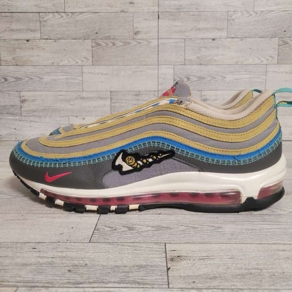 Men's Nike Air Max 97 Air Sprung Grey Yellow Athletic Sneakers Shoes Size 12 - Picture 1 of 10